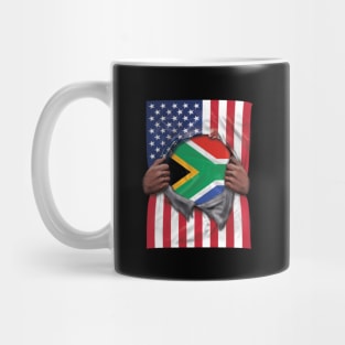 South Africa Flag American Flag Ripped - Gift for South African From South Africa Mug